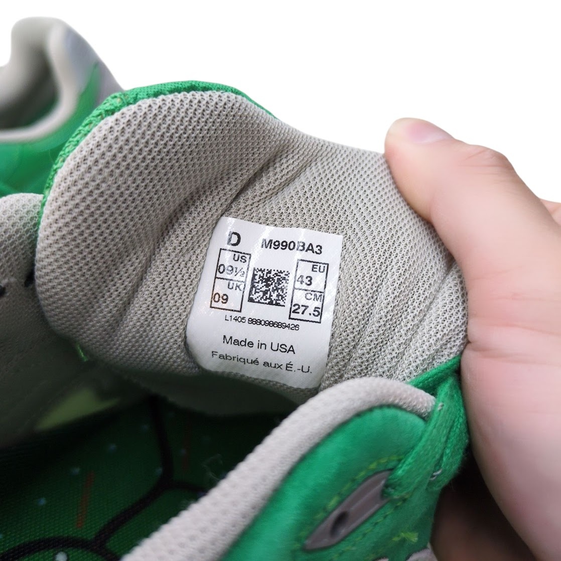 NEW BALANCE New balance M990BA3 US9.5 27.5cm D USA производства зеленый спортивные туфли Boston марафон 