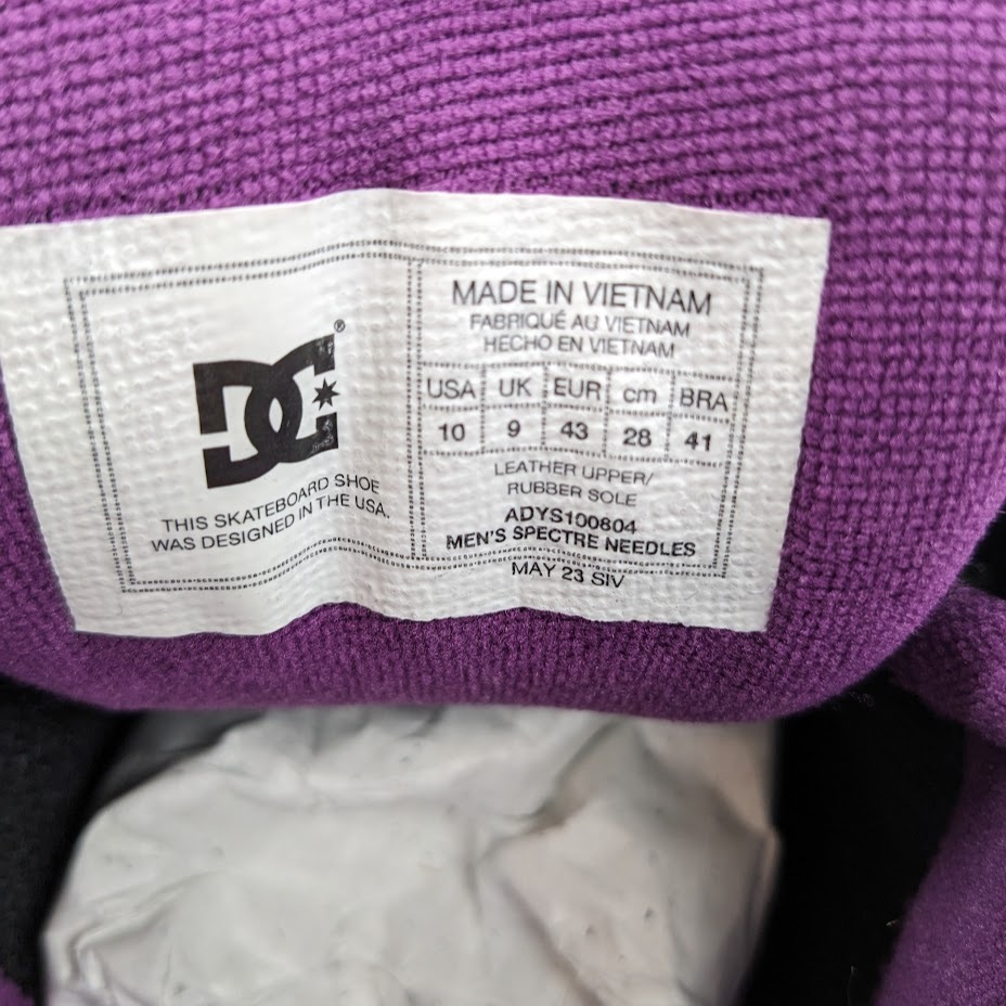 美品 DC SHOE ディーシーシューズ SPECTRE NEEDLES ニードルズ ニードルス ADYS100804 ブラック パープル サイズ 28