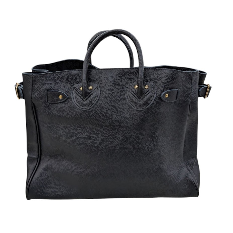 72 未使用品 YOUNG&OLSEN ヤングアンドオルセン EMBOSSED LEATHER BELTED TOTE S Y02401-GD012 ブラック 牛革