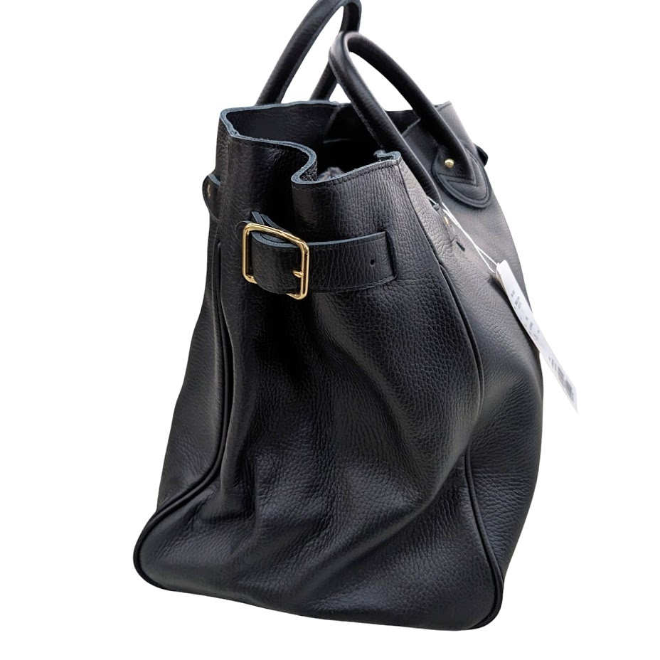 72 未使用品 YOUNG&OLSEN ヤングアンドオルセン EMBOSSED LEATHER BELTED TOTE S Y02401-GD012 ブラック 牛革