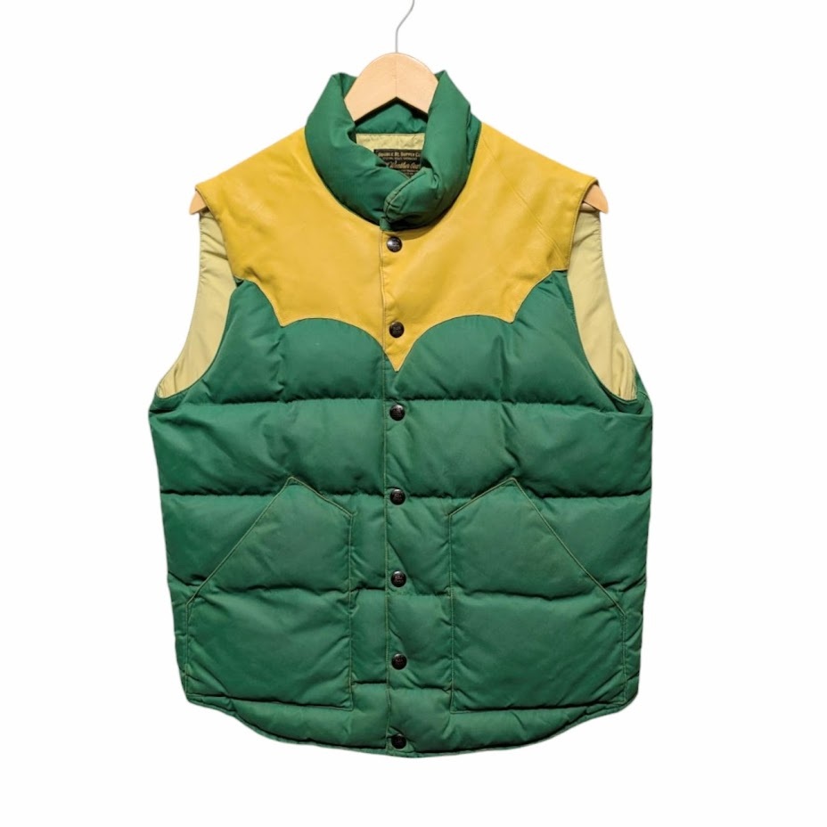 23FW RRL RALPH LAUREN ダブルアールエル ラルフローレン キルテッド ダウンベスト ヨークレザー グリーン サイズ S
