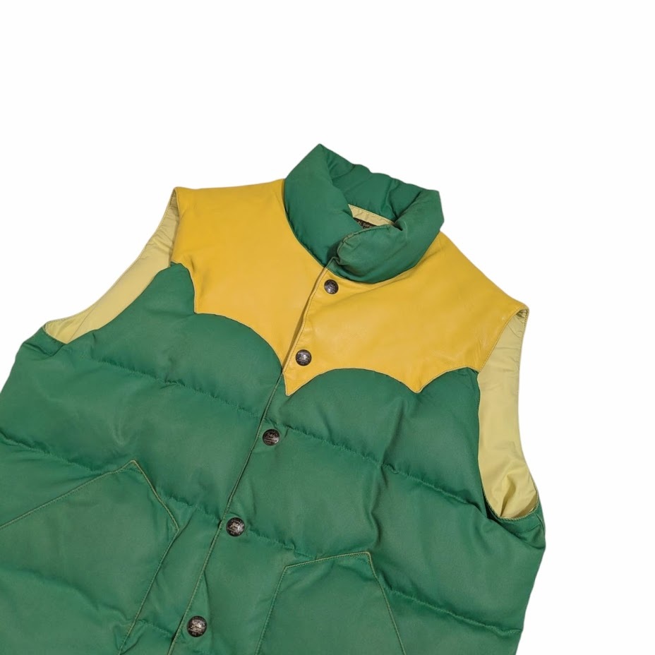 23FW RRL RALPH LAUREN ダブルアールエル ラルフローレン キルテッド ダウンベスト ヨークレザー グリーン サイズ S