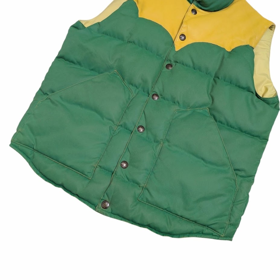 23FW RRL RALPH LAUREN ダブルアールエル ラルフローレン キルテッド ダウンベスト ヨークレザー グリーン サイズ S