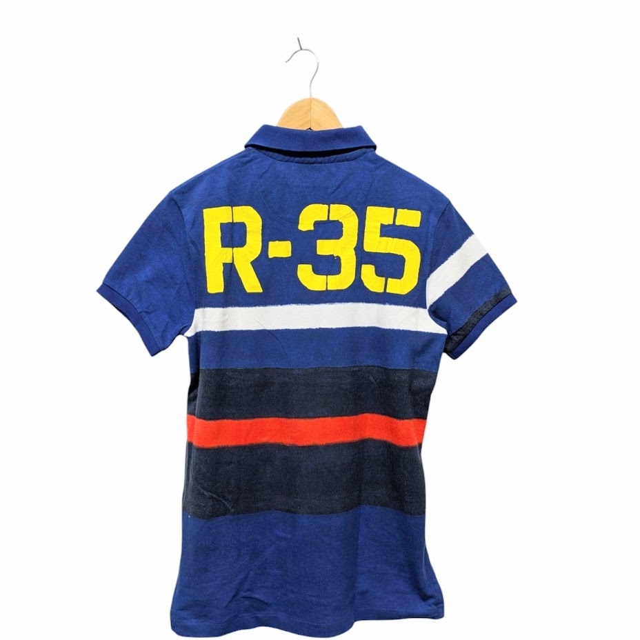 試著程度 Polo by RALPH LAUREN ポロバイラルフローレン 半袖 ポロシャツ Polo Shirt ビッグポニー ロゴ 刺繍 ボーダー R-35 サイズS
