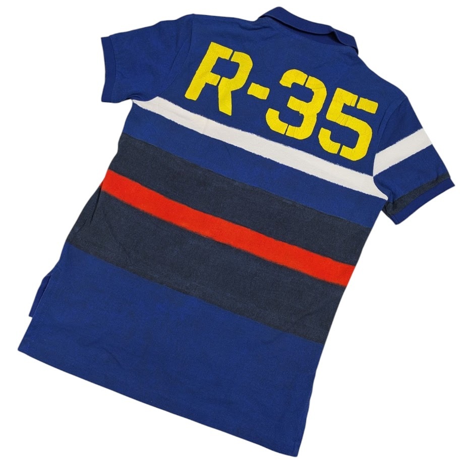 試著程度 Polo by RALPH LAUREN ポロバイラルフローレン 半袖 ポロシャツ Polo Shirt ビッグポニー ロゴ 刺繍 ボーダー R-35 サイズS