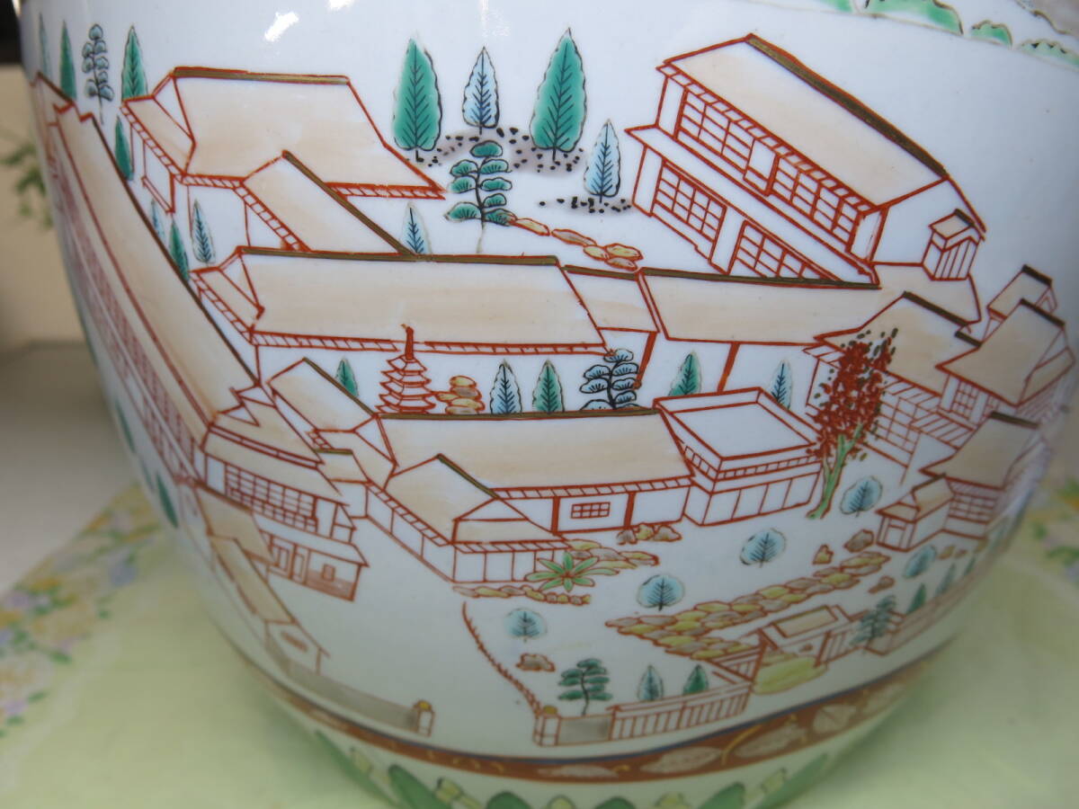 伊万里焼】 伊万里 色絵 火鉢 山水 鳳凰 明治〜大正期 手焙 睡蓮 伊万里焼】 伊万里 色絵 火鉢 山水 鳳凰 明治〜大正期 手焙 睡蓮