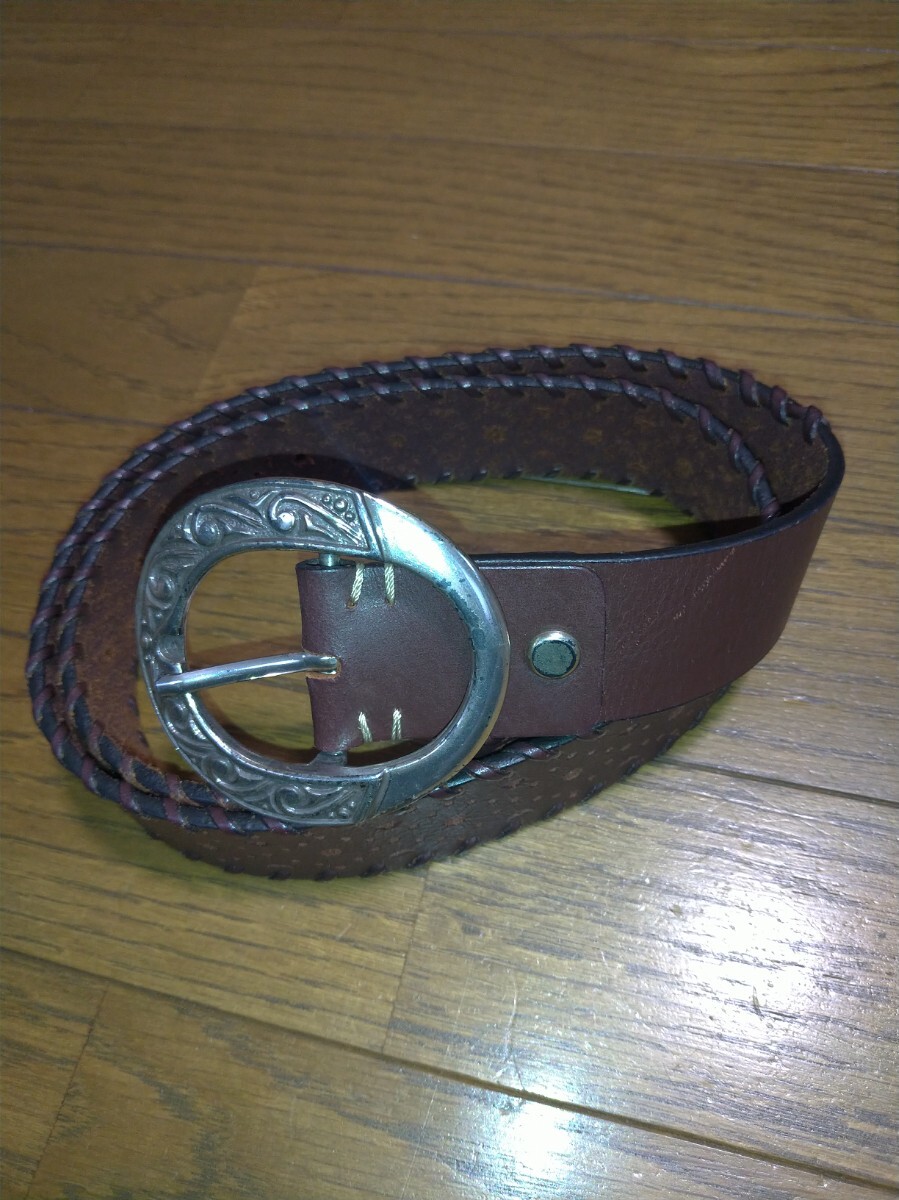 ru JEANS アールユー ジーンズ 　レザーベルト　茶　レディース　メンズ　本革