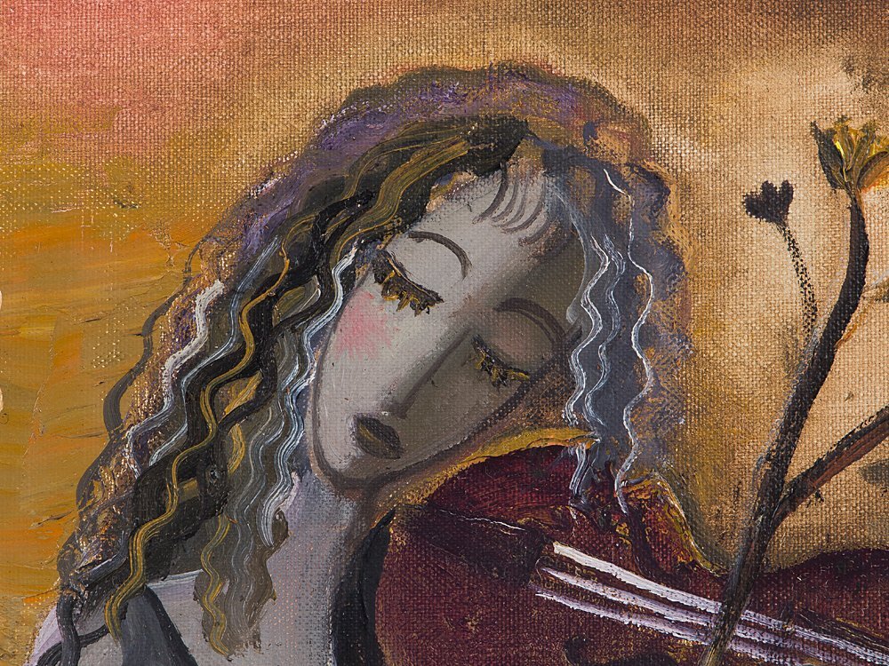 五】真作 織田広比古 『花の音色』 油彩 キャンバス 4号 共 五】真作 織田広比古 『花の音色』 油彩 キャンバス 4号 共