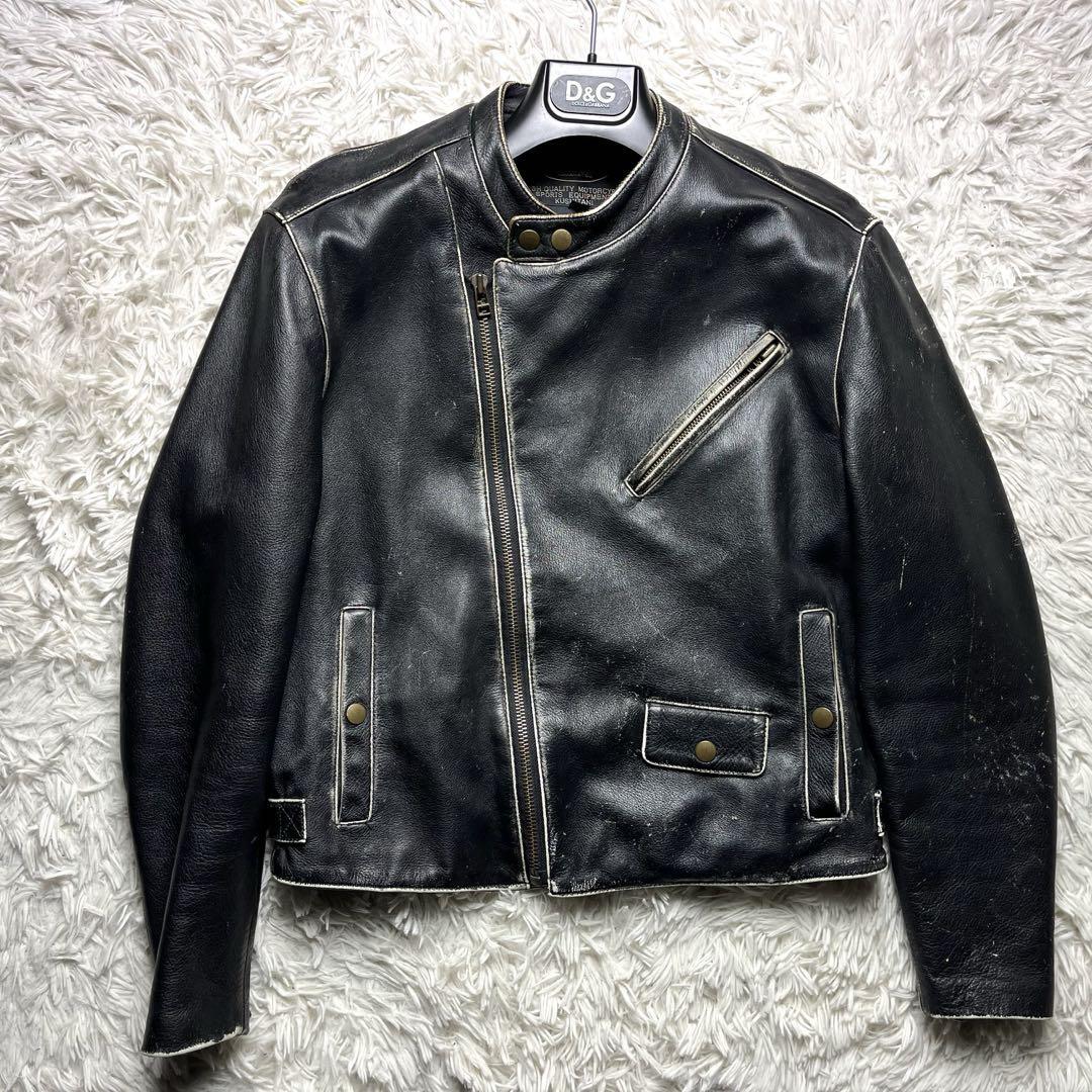 希少L〇KUSHITANI ライダースジャケット ダブル メンズ ブラック 希少L〇KUSHITANI ライダースジャケット ダブル メンズ ブラック