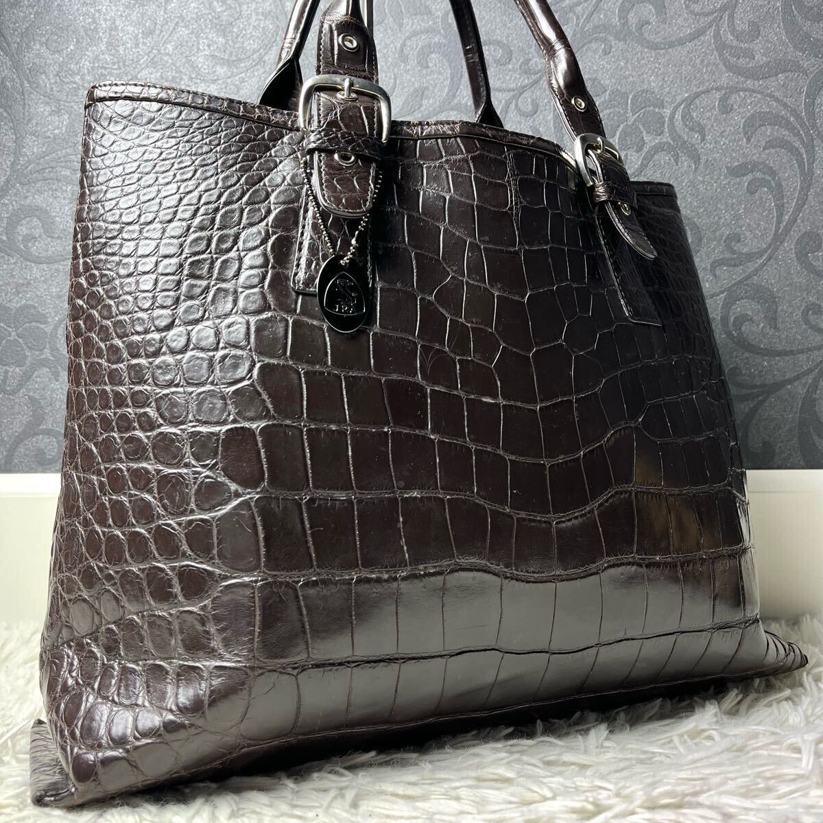 定価78万!!! JRA クロコダイル トートバッグ メンズ マット 定価78万!!! JRA クロコダイル トートバッグ メンズ マット