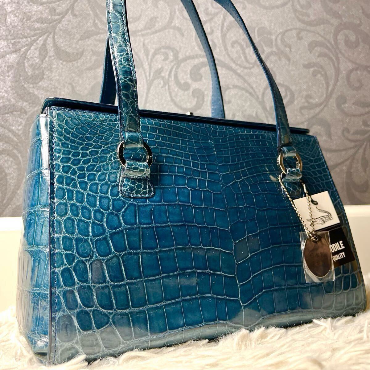 定価86万!!!Sanpo シャイニングクロコ ハンドバッグ JRA 定価86万!!!Sanpo シャイニングクロコ ハンドバッグ JRA