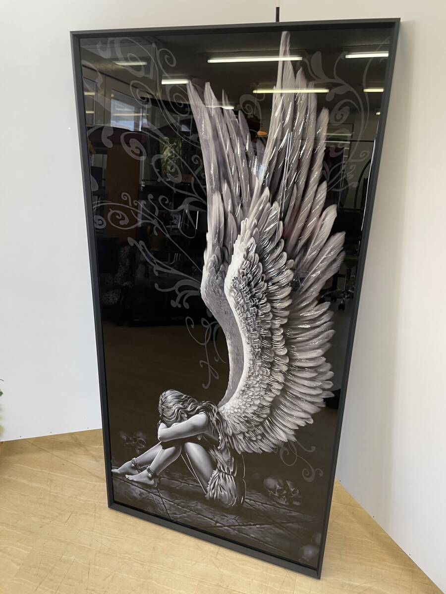アートパネル 天使 エンジェル ダーク 巨大 アート 絵画 絵 ポスター 壁掛け ブラック Angel フレームアート 額縁 額絵 黒 モノクロ モダン_画像1