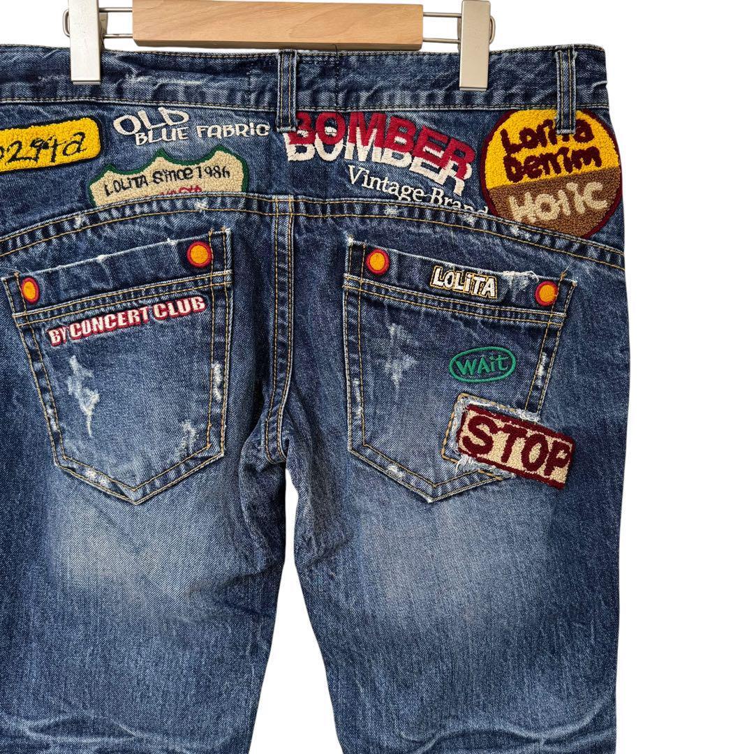 サイズW30≒89cm LOLITA JEANS 平成 y2k 2000年 ワッペン 刺繍 サイズW30≒89cm LOLITA JEANS 平成 y2k 2000年 ワッペン 刺繍