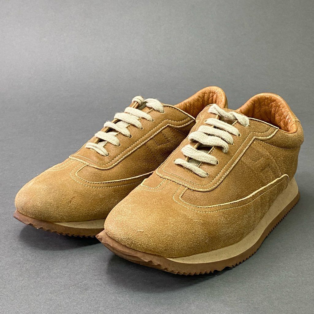 3d3 HERMES エルメス クイック レザースニーカー 39 1/2 キャメル Leather シューズ イタリア制