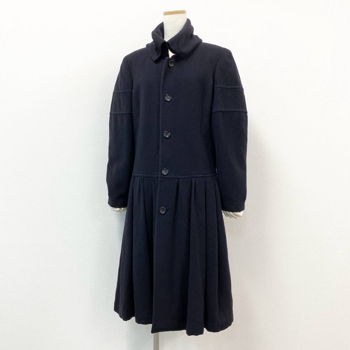 8d2 COMME des GARCONS コムデギャルソン ウールコート ロングコート タックプリーツ AD1989 GC-050230 ネイビー系 ウール レディース