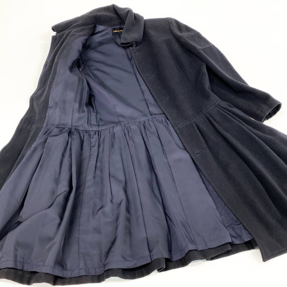8d2 COMME des GARCONS コムデギャルソン ウールコート ロングコート タックプリーツ AD1989 GC-050230 ネイビー系 ウール レディース