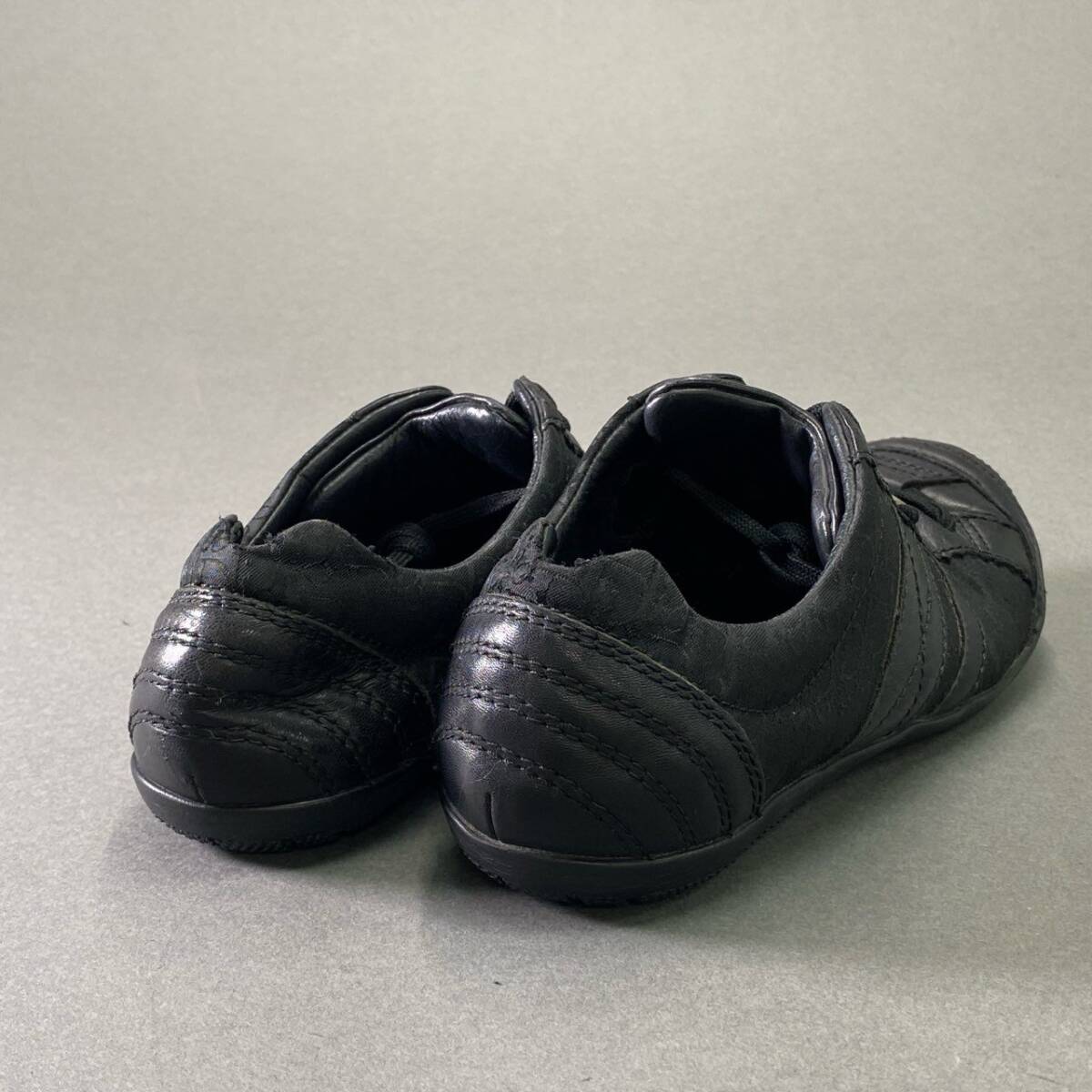 5d16 Christian Dior クリスチャンディオール トロッター レザースニーカー 37 ブラック Leather メタルプレート シューズ