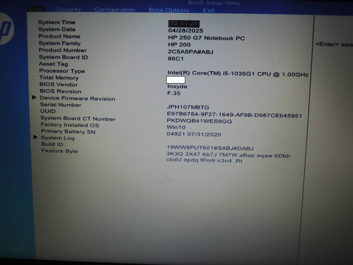 HP 250 G7 Notebook PC パーツ取りに最適