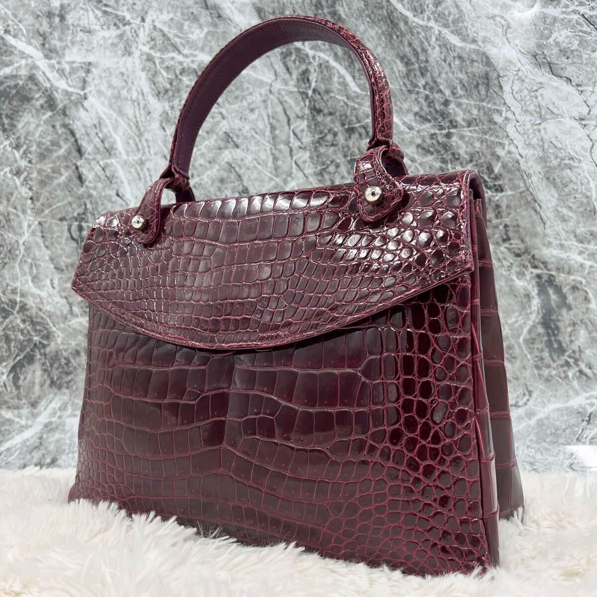 定価54万!! 美品 JRA認定!! シャイニングクロコ ハンドバッグ 定価54万!! 美品 JRA認定!! シャイニングクロコ ハンドバッグ