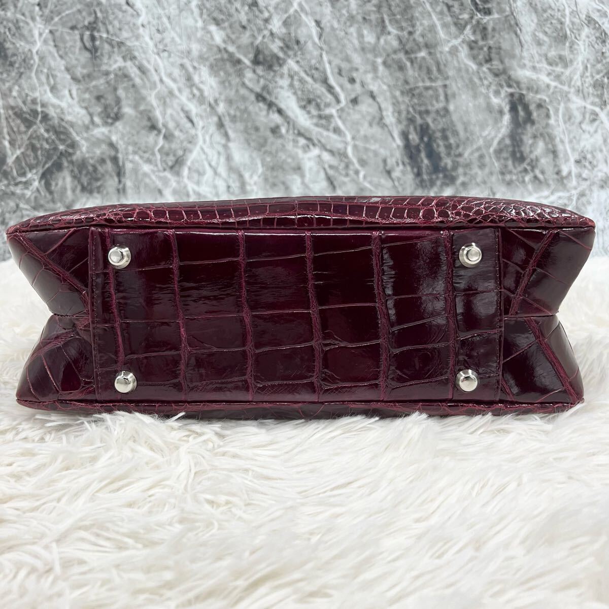 定価54万!! 美品 JRA認定!! シャイニングクロコ ハンドバッグ 定価54万!! 美品 JRA認定!! シャイニングクロコ ハンドバッグ