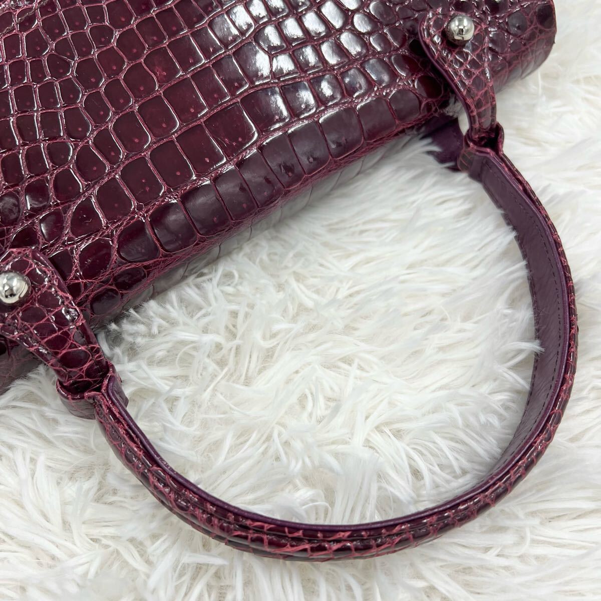 定価54万!! 美品 JRA認定!! シャイニングクロコ ハンドバッグ 定価54万!! 美品 JRA認定!! シャイニングクロコ ハンドバッグ