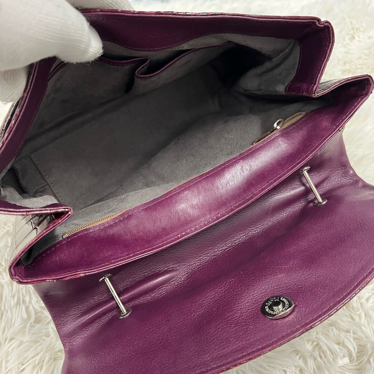 定価54万!! 美品 JRA認定!! シャイニングクロコ ハンドバッグ 定価54万!! 美品 JRA認定!! シャイニングクロコ ハンドバッグ
