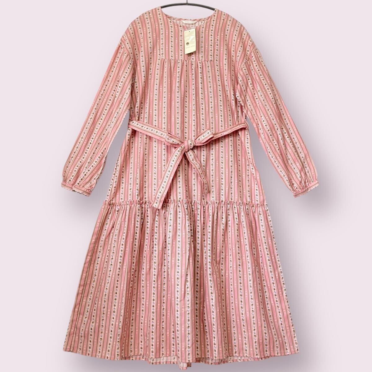 エヘカソポ 新品未使用 小花柄 ティアードワンピース ピンク 綿_画像2