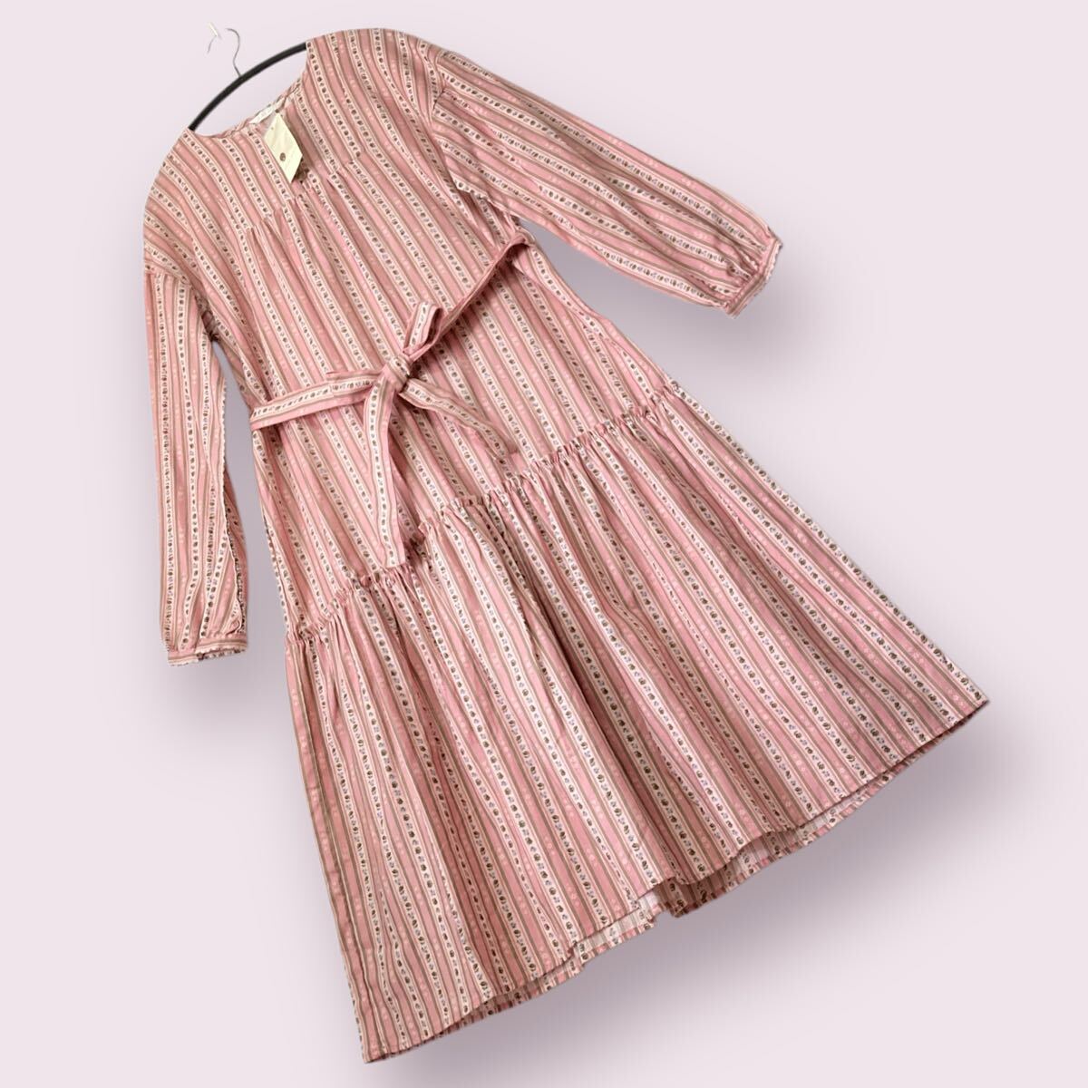 エヘカソポ 新品未使用 小花柄 ティアードワンピース ピンク 綿_画像5