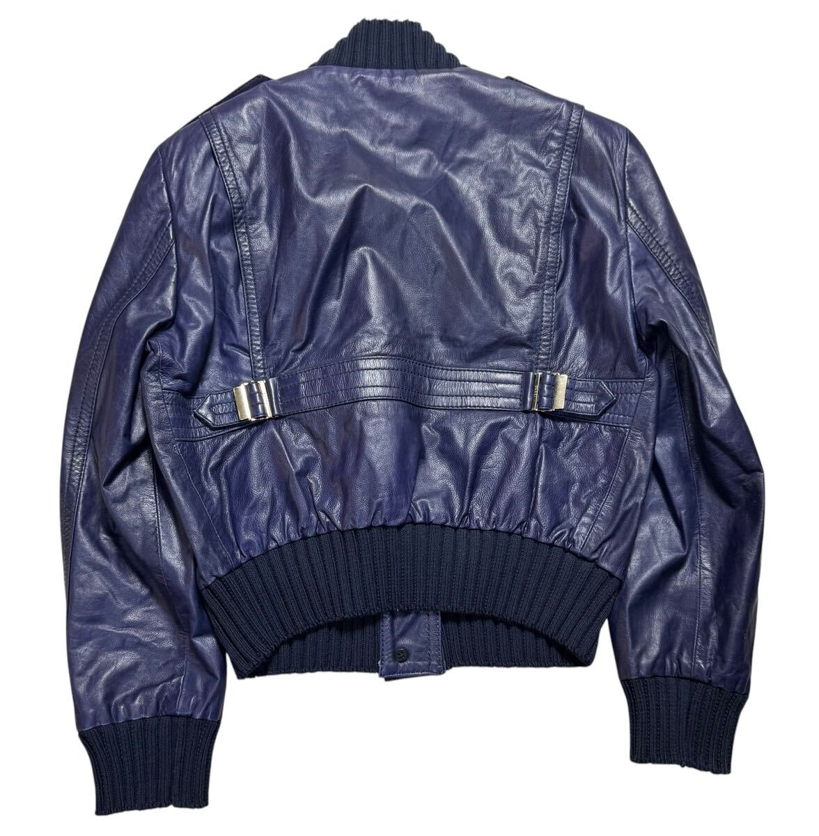 本物 GUCCI グッチ トムフォード期 マドンナ レザー ボンバージャケット ブルゾン パープル 44