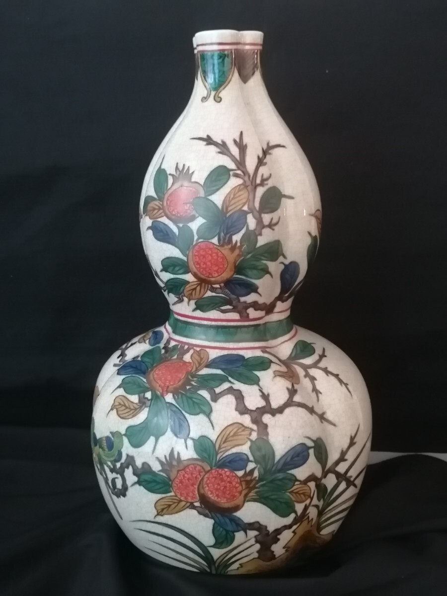 九谷焼 瓢箪型花瓶 花生 花器 飾壷 陶芸 骨董 工藝 色絵磁器 古 九谷焼 瓢箪型花瓶 花生 花器 飾壷 陶芸 骨董 工藝 色絵磁器 古