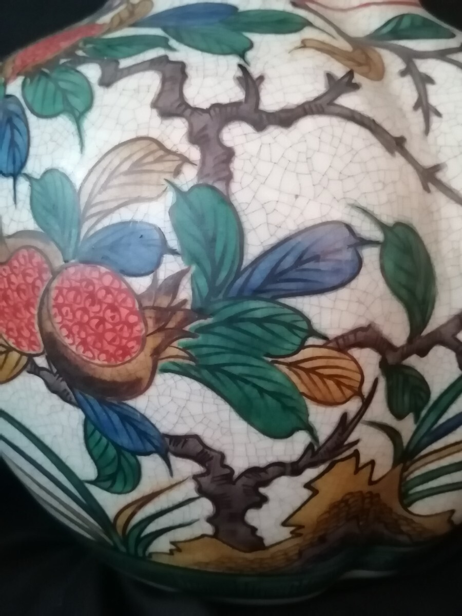 九谷焼 瓢箪型花瓶 花生 花器 飾壷 陶芸 骨董 工藝 色絵磁器 古 九谷焼 瓢箪型花瓶 花生 花器 飾壷 陶芸 骨董 工藝 色絵磁器 古