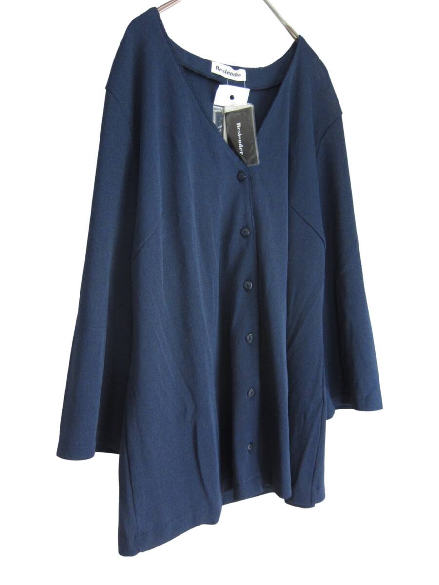 送料無(wú)料 A9　新品　【F2?4L】　ネイビー　さらっと生地　7分袖　チュニック　カーディガン　大きいサイズ　ゆうパケットプラス