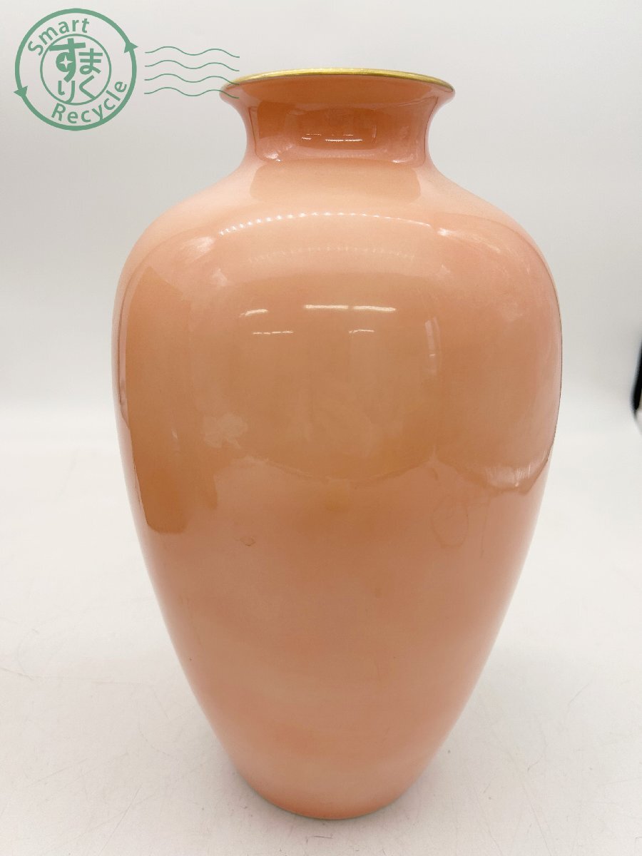 BD0604775 ▽ 彩色磁絵 深川製磁 壺 ツボ 花瓶 花器 ピンク色 花 BD0604775 ▽ 彩色磁絵 深川製磁 壺 ツボ 花瓶 花器 ピンク色 花