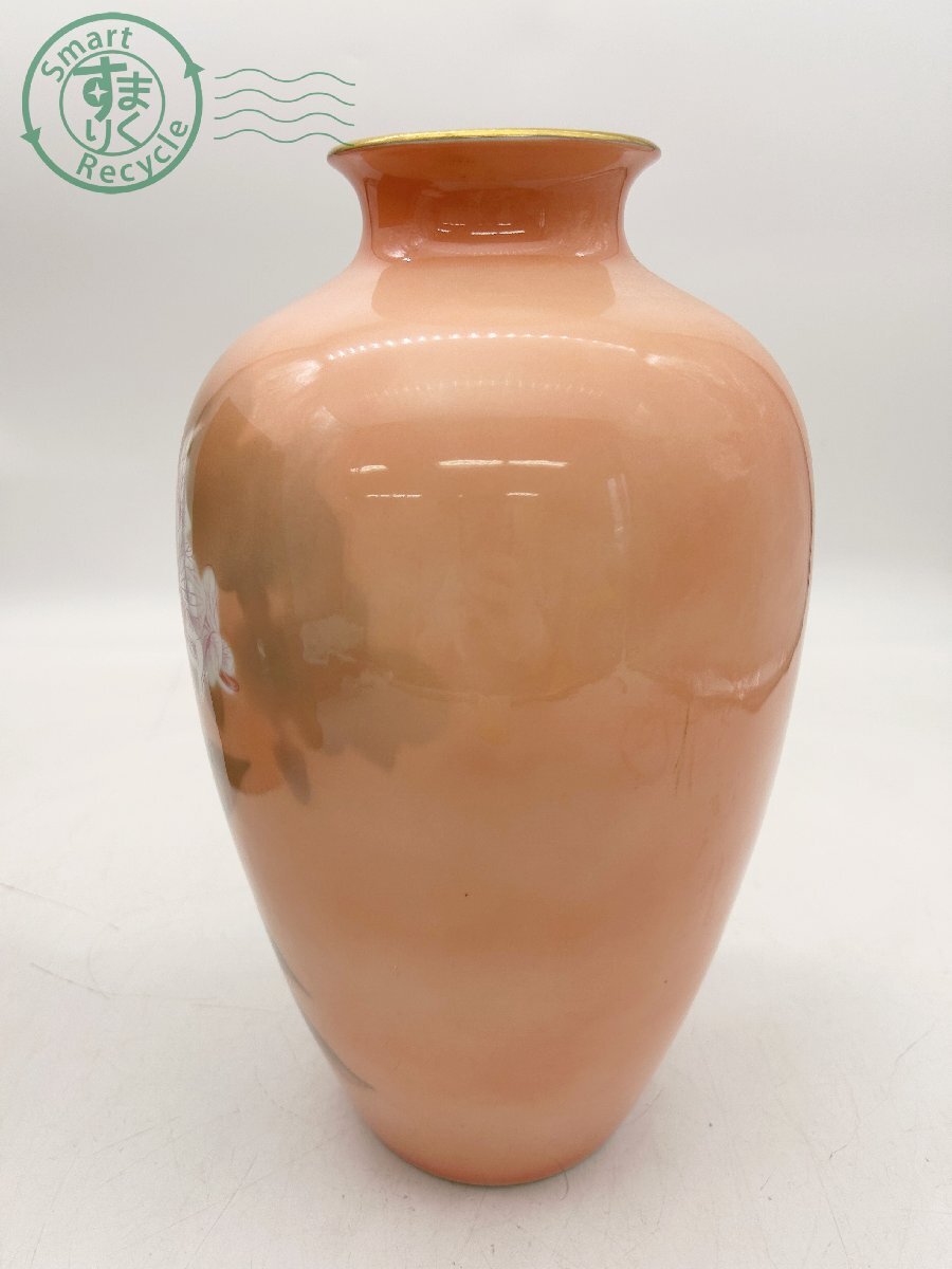 BD0604775 ▽ 彩色磁絵 深川製磁 壺 ツボ 花瓶 花器 ピンク色 花 BD0604775 ▽ 彩色磁絵 深川製磁 壺 ツボ 花瓶 花器 ピンク色 花