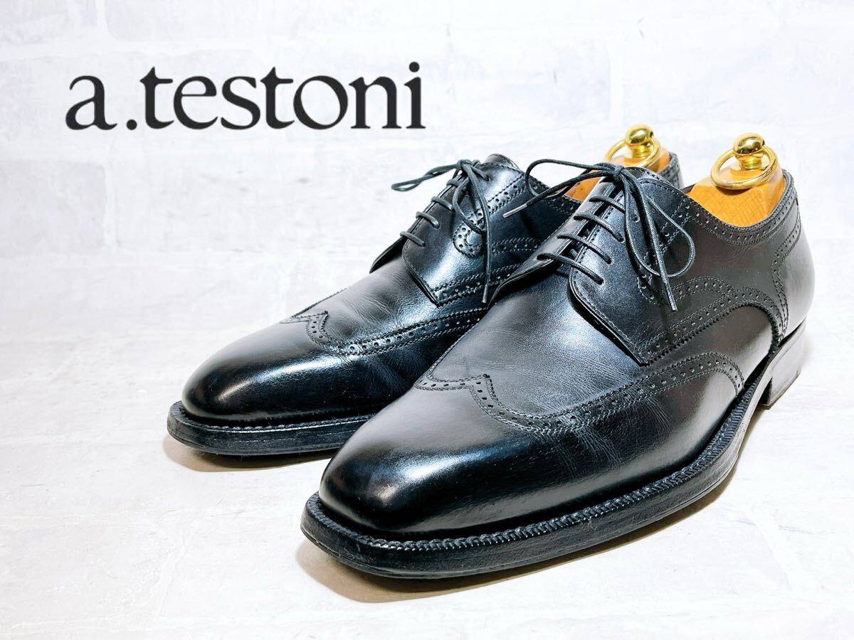 イタリア製【美品】a testoni アテストーニ 高級 ウィングチップ イタリア製【美品】a testoni アテストーニ 高級 ウィングチップ