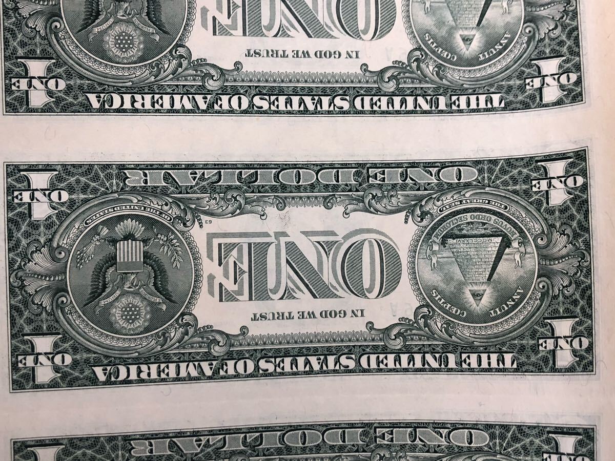 アメリカ 米国 1ドル札 1ドル紙幣 32枚未裁断シート 32ドル分 アメリカ 米国 1ドル札 1ドル紙幣 32枚未裁断シート 32ドル分