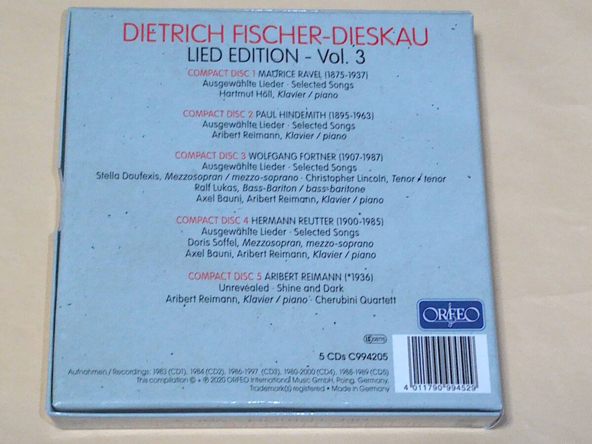 輸入5CD◎フィッシャー・ディースカウ／リート・エディション第３巻◆ラヴェル、ヒンデミット、フォルトナー、ロイター、ライマン_画像2