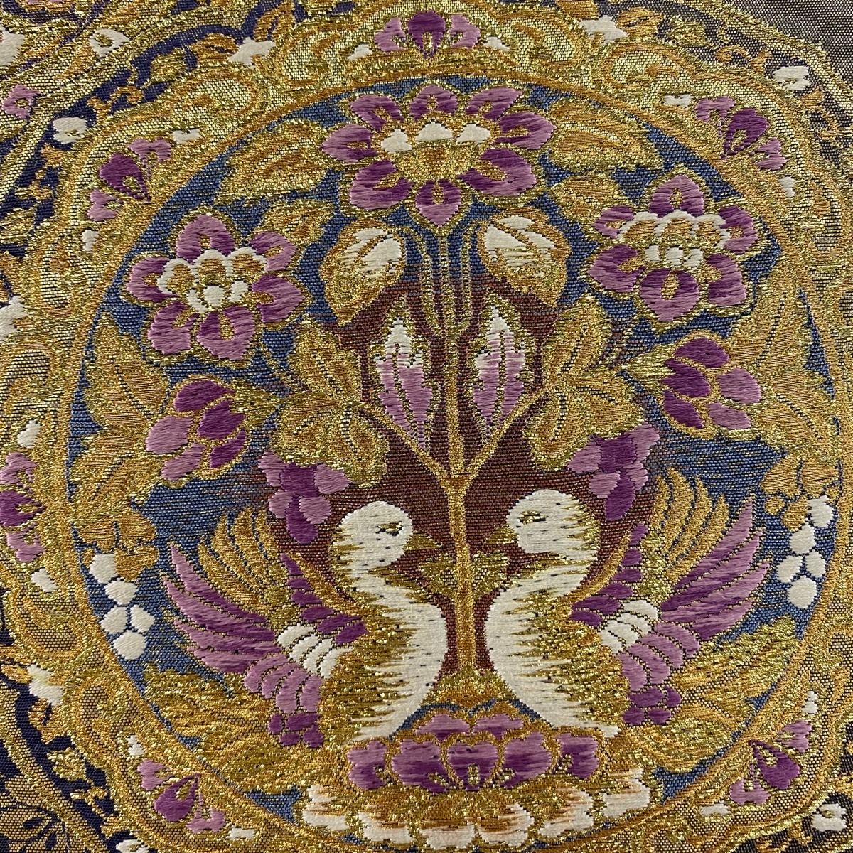 袋帯 逸品 じゅらく 落款 じゅらく帝王紫 鏡裏文 向かい鳥文 袋帯 逸品 じゅらく 落款 じゅらく帝王紫 鏡裏文 向かい鳥文