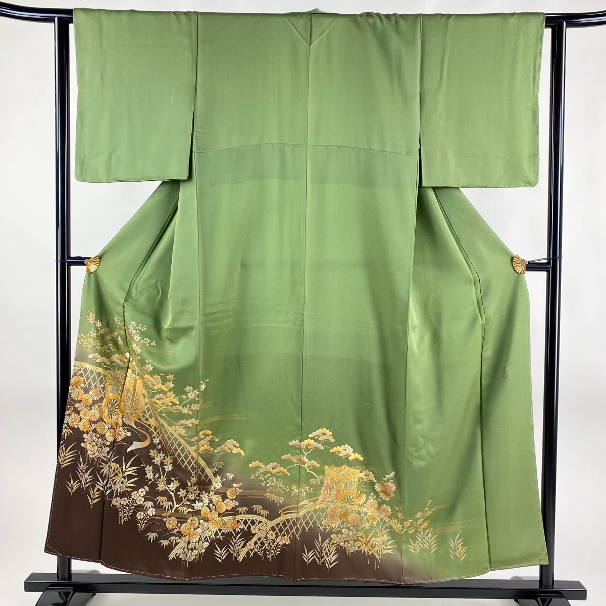 色留袖 身丈155cm 裄丈62.5cm S 袷 和田光正 落款 御所車 松竹梅 色留袖 身丈155cm 裄丈62.5cm S 袷 和田光正 落款 御所車 松竹梅