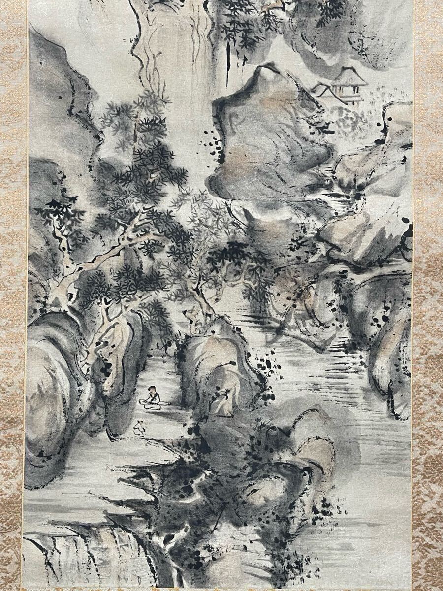 真作】合作 青木木米 山水図 頼山陽賛 紙本肉筆 二重箱 掛軸 真作】合作 青木木米 山水図 頼山陽賛 紙本肉筆 二重箱 掛軸