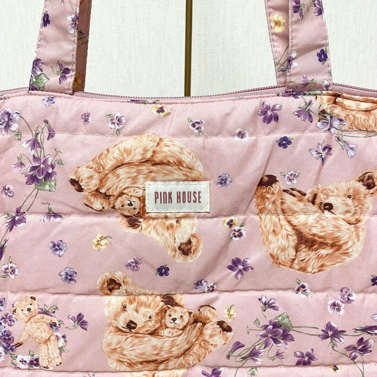 即決 PINK HOUSE ピンクハウス トートバッグ ピンク クマ 花柄 即決 PINK HOUSE ピンクハウス トートバッグ ピンク クマ 花柄