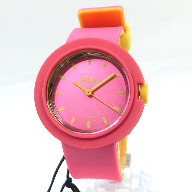 未使用 展示品 FILA フィラ 腕時(shí)計(jì) 38-109-003 45mm ピンクラバー メンズサイズ 電池交換済
