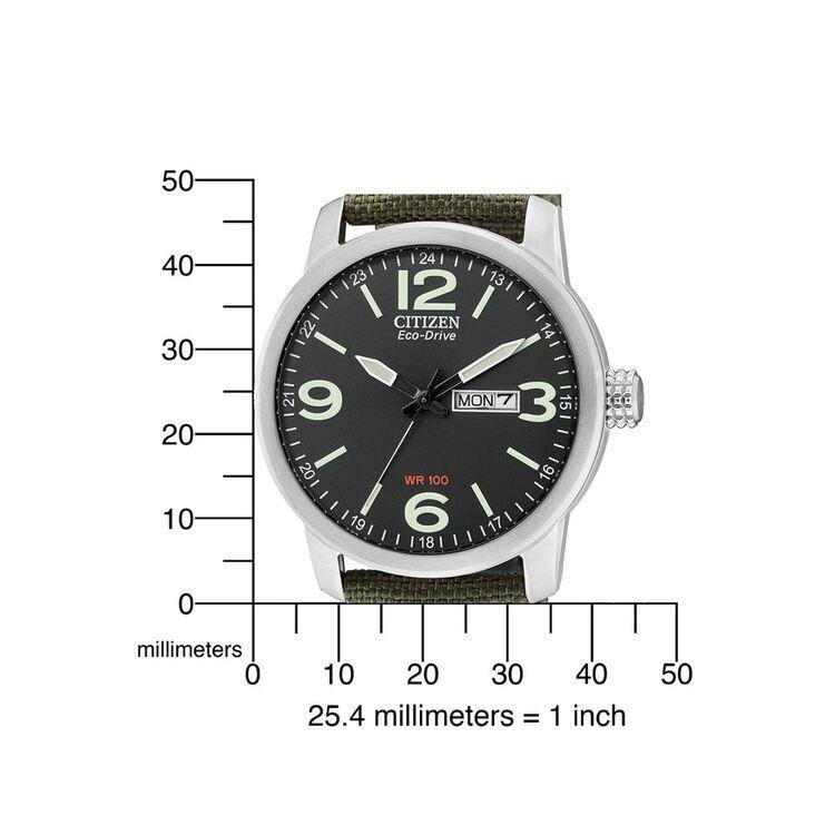 純正BOX付属】CITIZEN シチズン BM8470-11E エコドライブ カーキグリーン キャンバス x レザーバンド メンズ 腕時計 ミリタリー 日本未発売_画像5