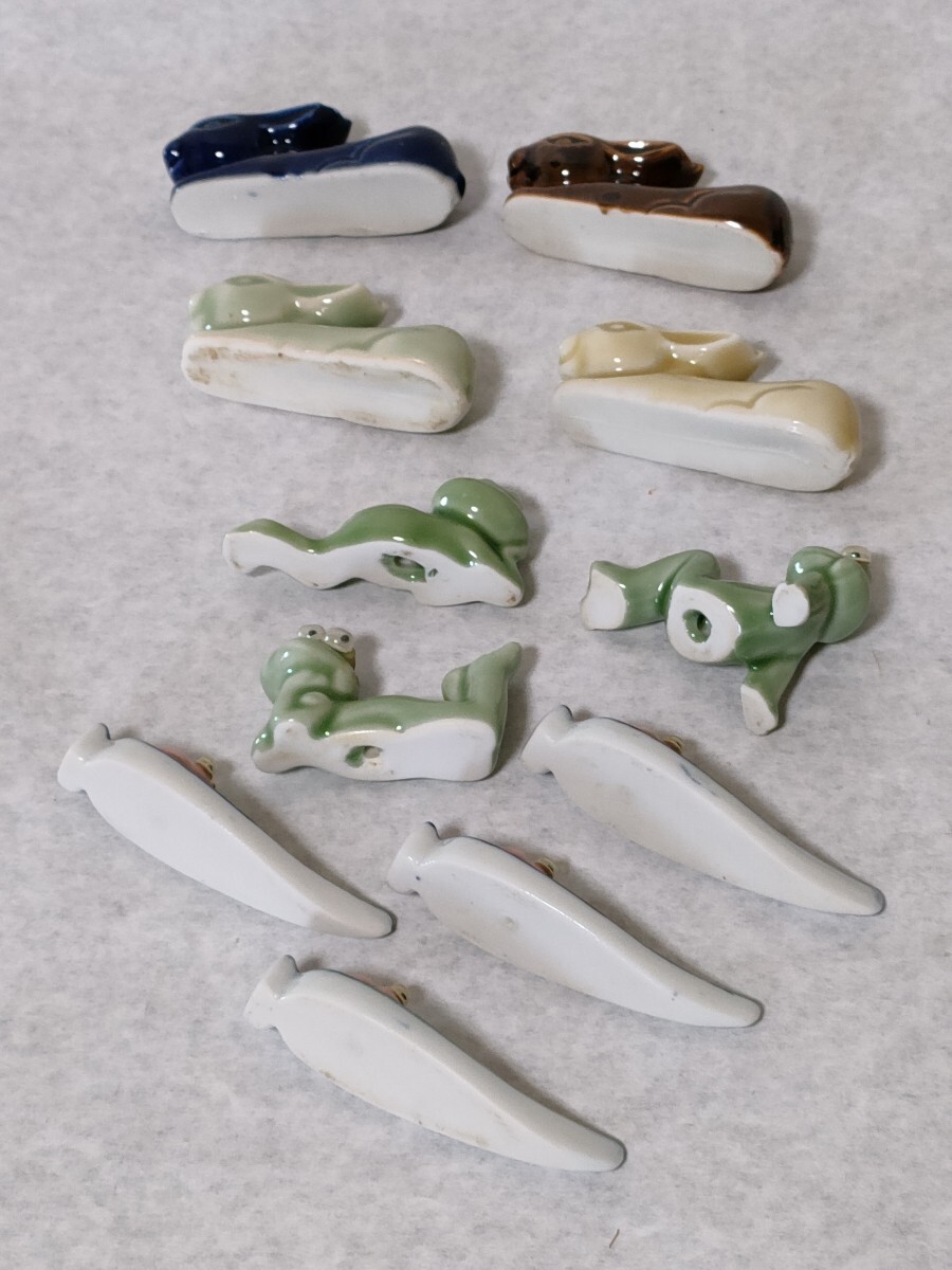レトロ 陶器製 箸置 いろいろまとめて 30個 / カエル トリ レトロ 陶器製 箸置 いろいろまとめて 30個 / カエル トリ