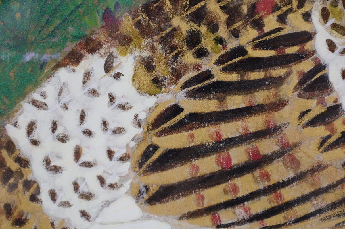 真作】 齋藤清策 直筆サイン 共シール 「雷鳥」 日本画 鳥 花鳥 真作】 齋藤清策 直筆サイン 共シール 「雷鳥」 日本画 鳥 花鳥