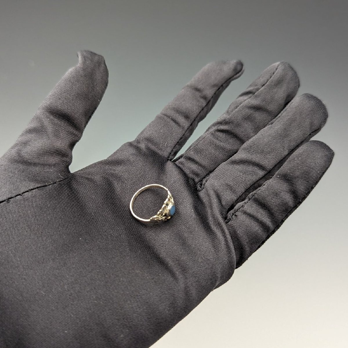 英国ヴィンテージジュエリー ブルーストーン 純銀リング（9.5号