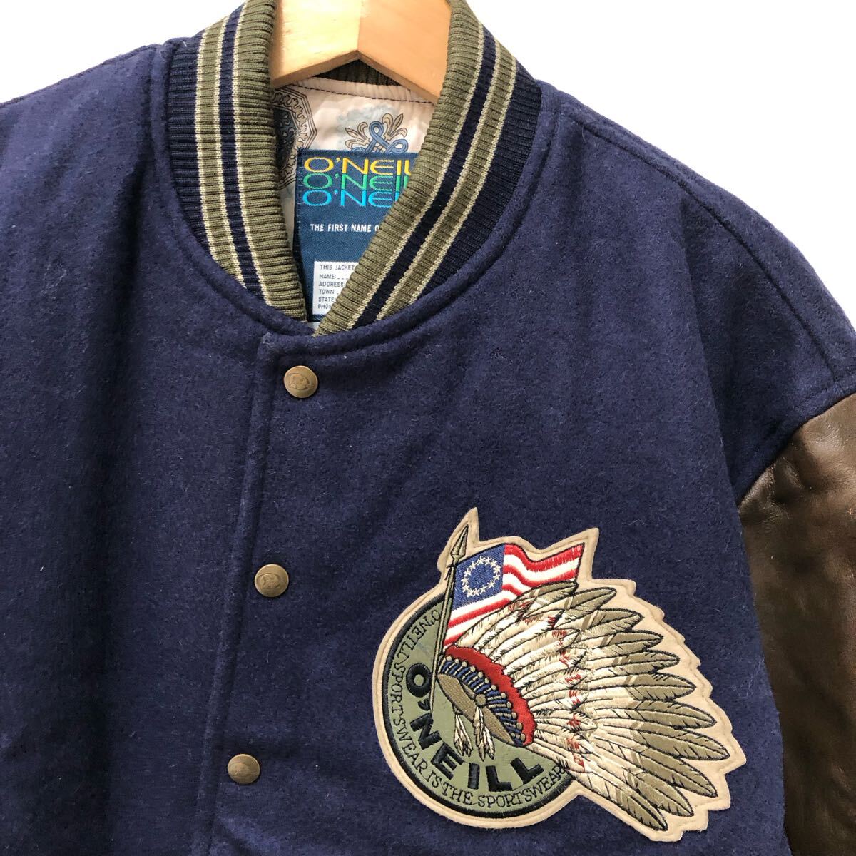 O'NEILL オニール スタジャン レザー ウール ネイビー ブラウン O'NEILL オニール スタジャン レザー ウール ネイビー ブラウン