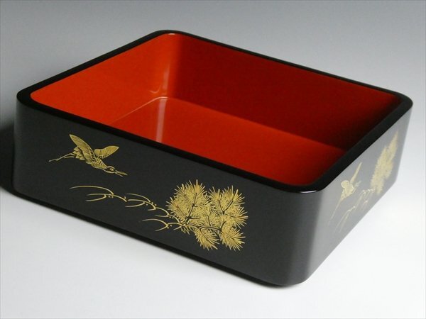 N664 輪島塗 稲忠漆芸堂謹製 高級漆器 天然木 漆塗 沈金 松鶴絵 N664 輪島塗 稲忠漆芸堂謹製 高級漆器 天然木 漆塗 沈金 松鶴絵
