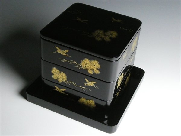 N664 輪島塗 稲忠漆芸堂謹製 高級漆器 天然木 漆塗 沈金 松鶴絵 N664 輪島塗 稲忠漆芸堂謹製 高級漆器 天然木 漆塗 沈金 松鶴絵