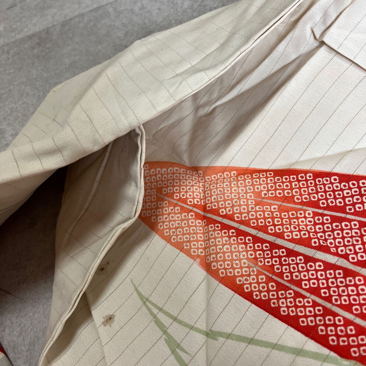 アンティーク　帯　著物　名古屋帯　刺繍　絞りの模様　昭和レトロ　大正ロマン　笹　モダン　和洋折衷コーデ　リメイク　え23-6k 